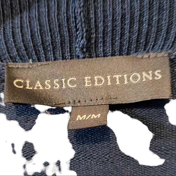 Classic Editions navy knit lightweight cardigan open front size medium EUC - Picture 3 of 8